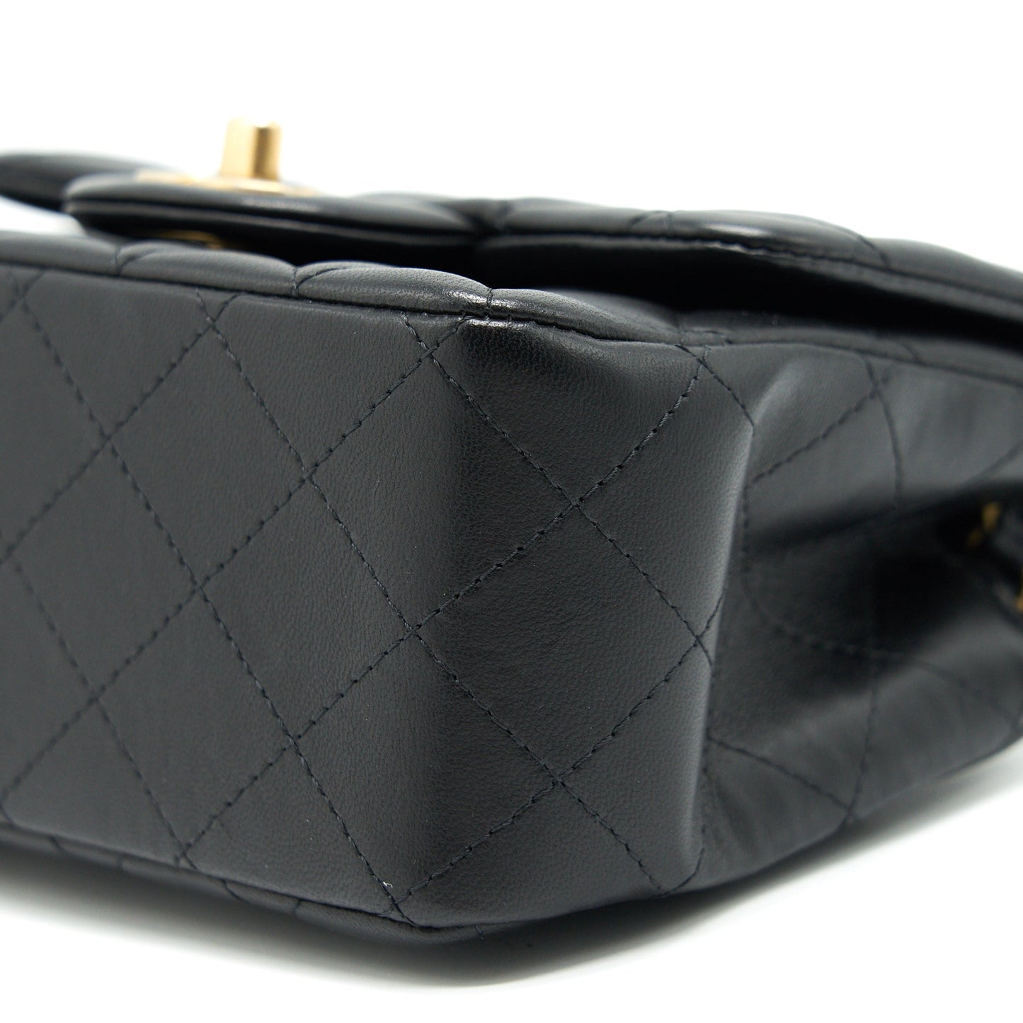 CHANEL MINI SQUARE BLACK LAMBSKIN