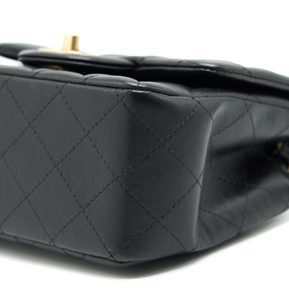 CHANEL MINI SQUARE BLACK LAMBSKIN
