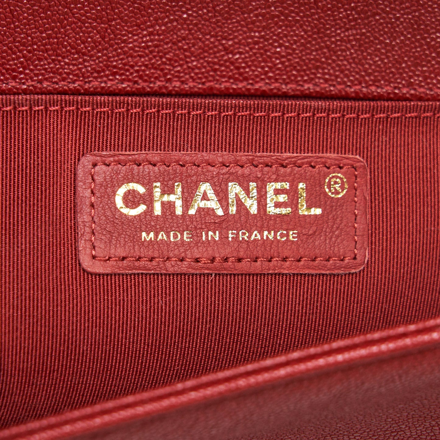 Chanel Medium Boy Grained Red Calfskin Brushed