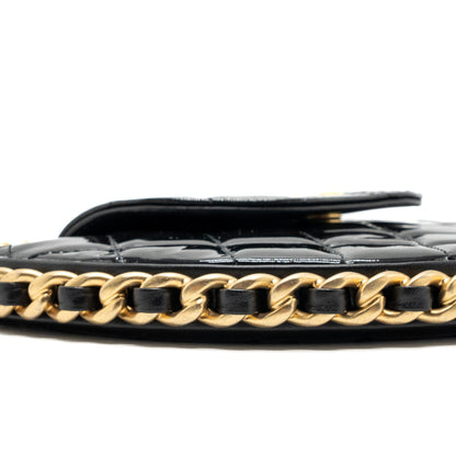Chanel 23K hoop bag patent black  (microchip)