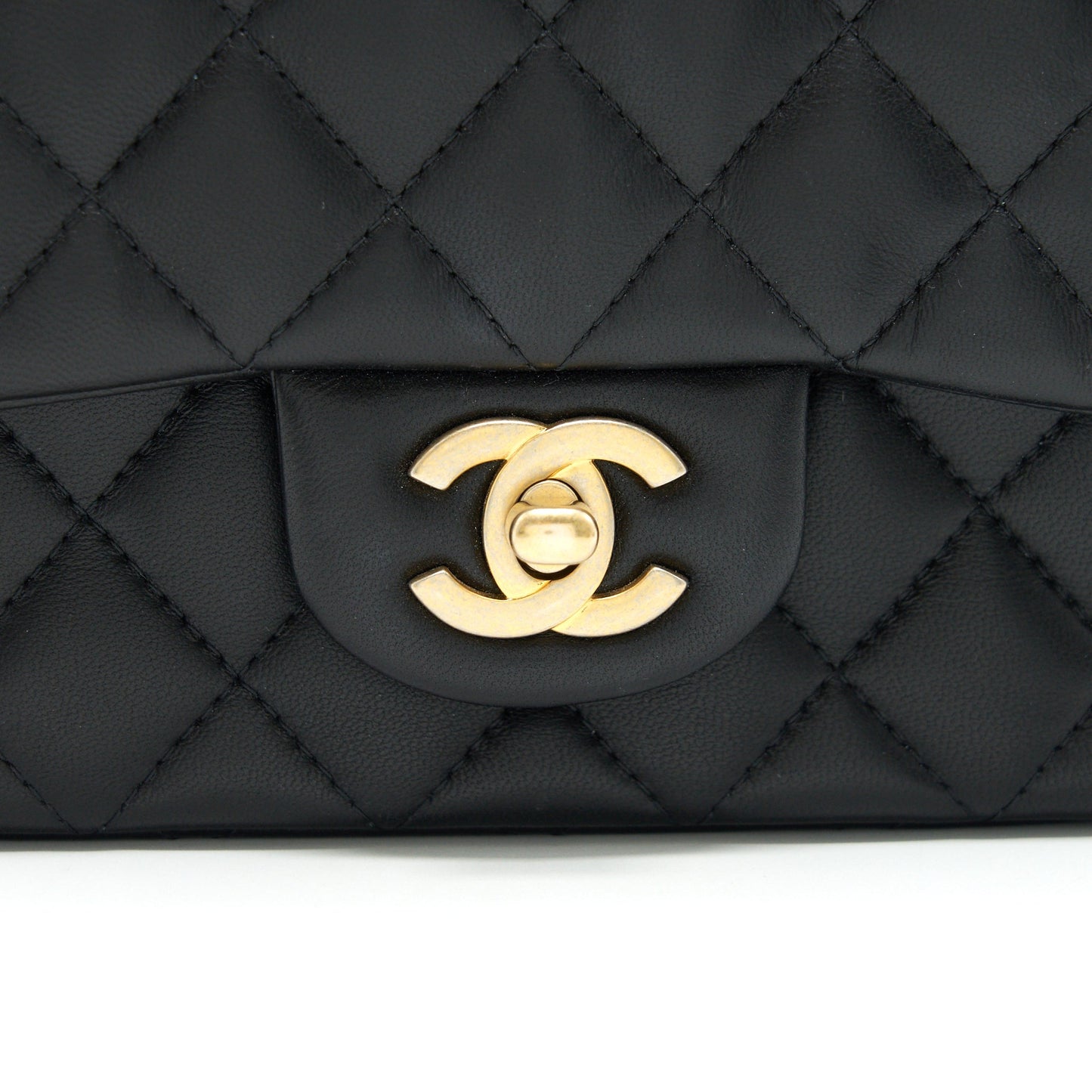 CHANEL MINI SQUARE BLACK LAMBSKIN