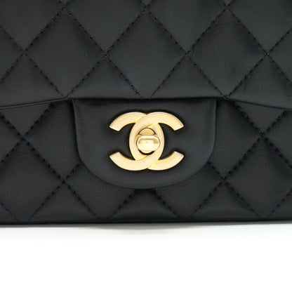 CHANEL MINI SQUARE BLACK LAMBSKIN