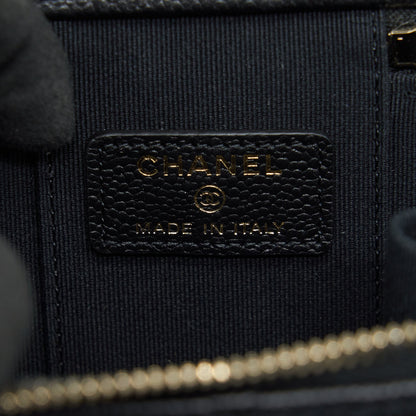 Chanel 22S Detailed Logo Mini Vanity With Chain Caviar Black L