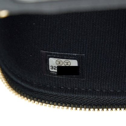 Chanel 22S Detailed Logo Mini Vanity With Chain Caviar Black L