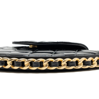 Chanel 23K hoop bag patent black  (microchip)