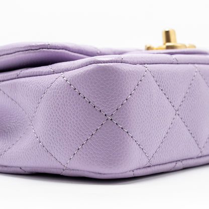 Chanel 24p Coco Love Mini Flap Bag Adjustable Chains Caviar Light Purple  (Microchip)