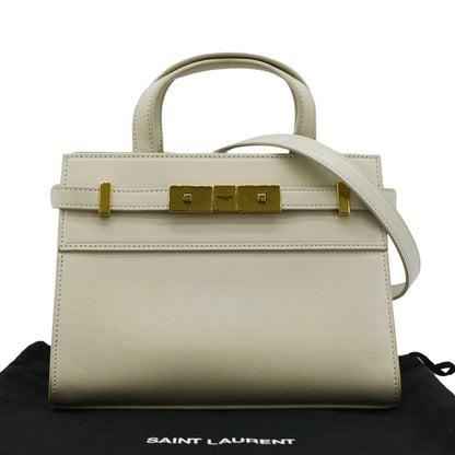 YVES SAINT LAURENT Manhattan Leather Shopper Tote Bag Beige