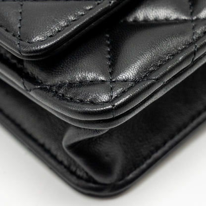 Chanel Pearl Crush Wallet on Chain Lambskin Black  (Microchip)