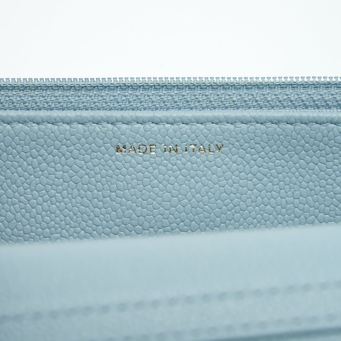 Chanel 22P Wallet On Chain With CC Logo Chain Caviar Light Blue L
