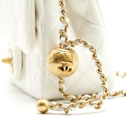 Chanel 21B pearl crush Mini Square flap Bag White