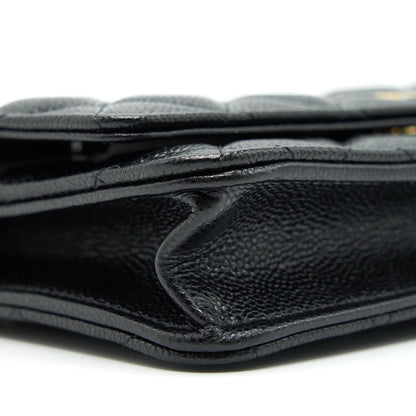Chanel 21A Coco letter Wallet on Chain Black Caviar