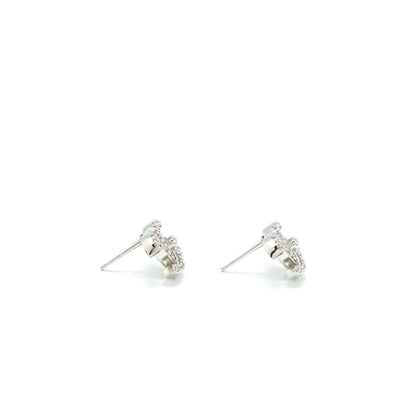 Chanel Mini CC Logo Earrings Silver Tone
