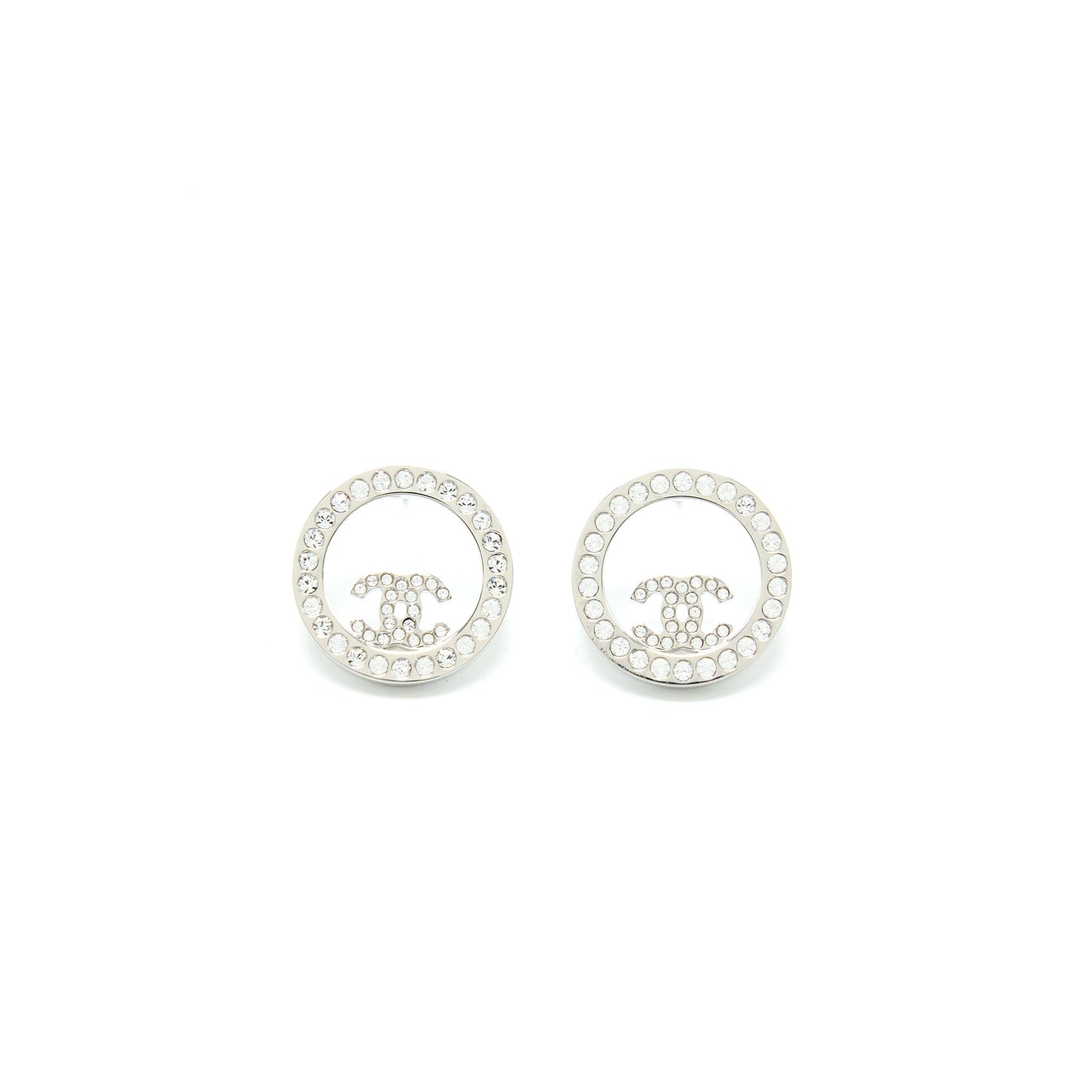 Chanel Round Crystal CC Earrings