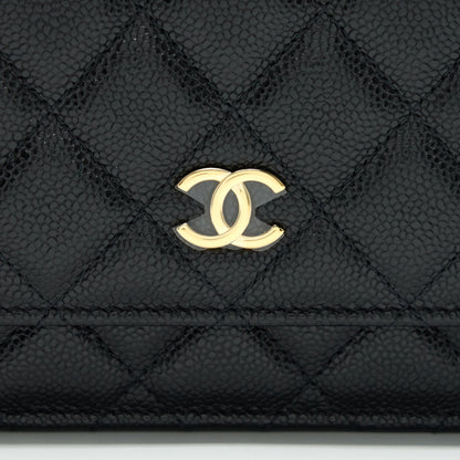 Chanel 21A Coco letter Wallet on Chain Black Caviar