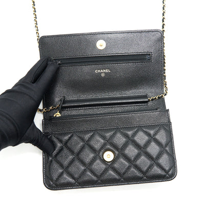 Chanel 21A Coco letter Wallet on Chain Black Caviar