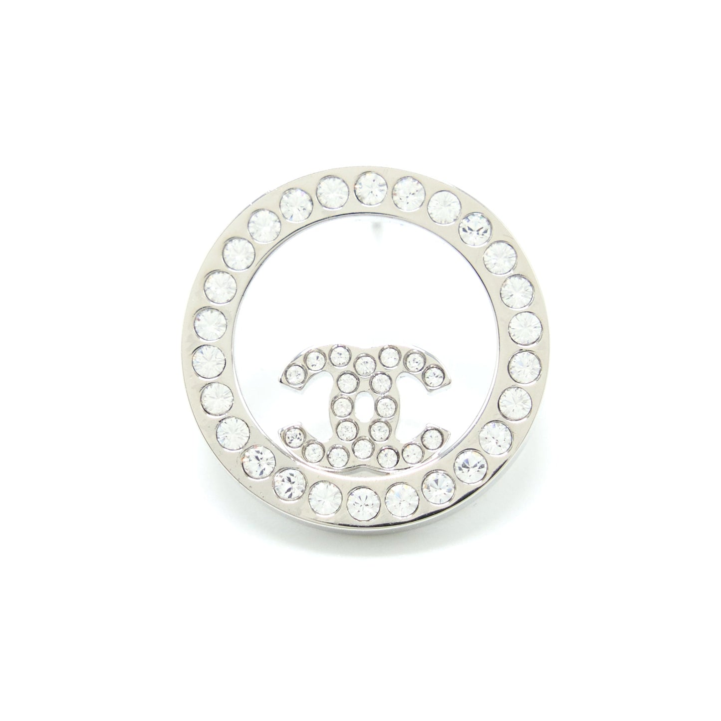 Chanel Round Crystal CC Earrings