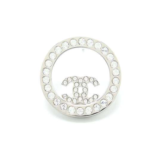 Chanel Round Crystal CC Earrings