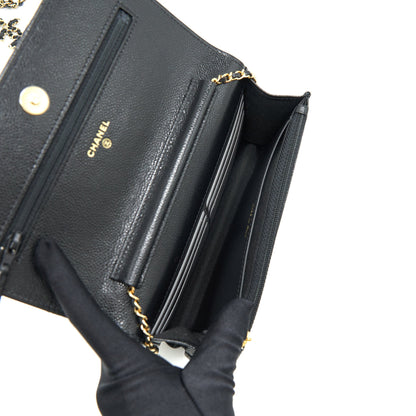 Chanel 21A Coco letter Wallet on Chain Black Caviar