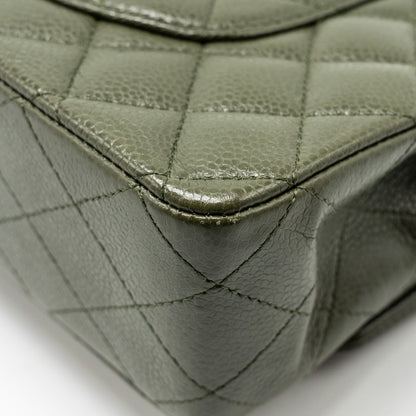 Chanel Medium Classic Double Flap Bag Caviar Olive Green