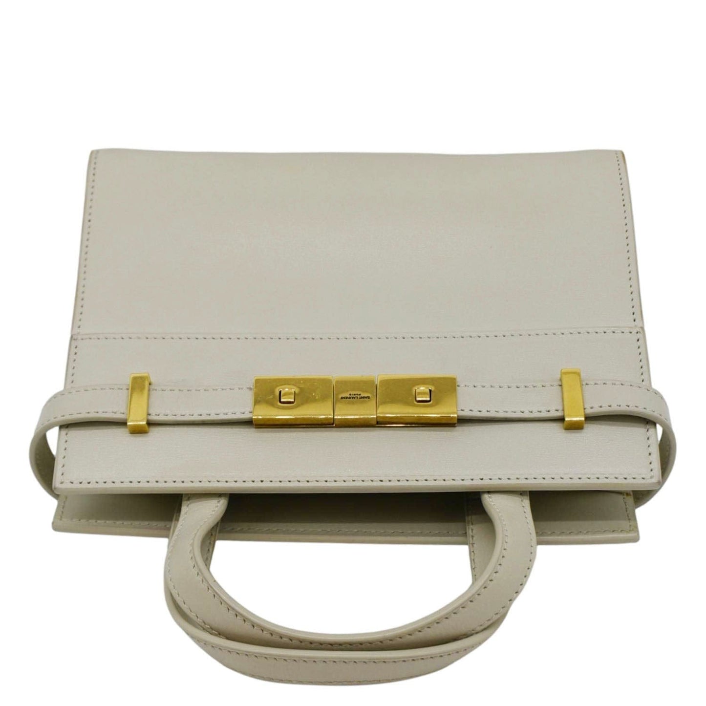 YVES SAINT LAURENT Manhattan Leather Shopper Tote Bag Beige