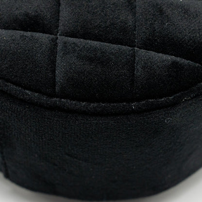 Chanel Pearl Crush Round Clutch Quilted Velvet Black L