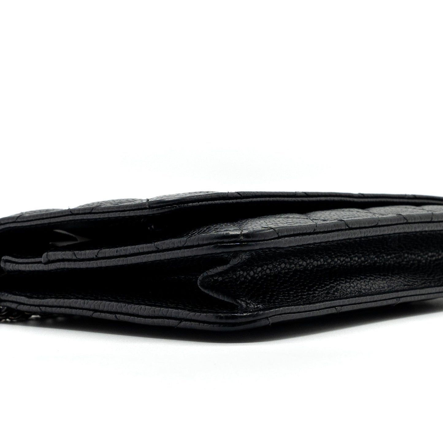 Chanel classic wallet on chain caviar black