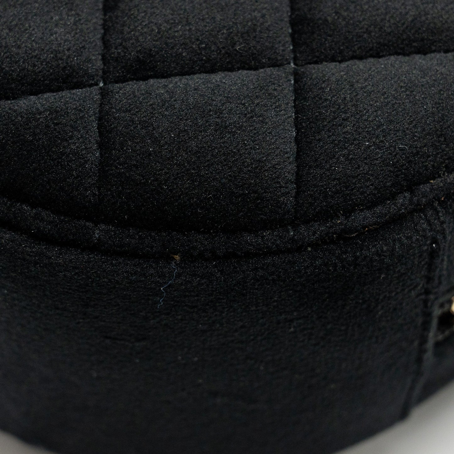 Chanel Pearl Crush Round Clutch Quilted Velvet Black L