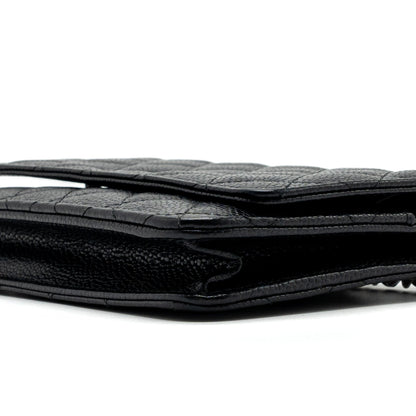 Chanel classic wallet on chain caviar black