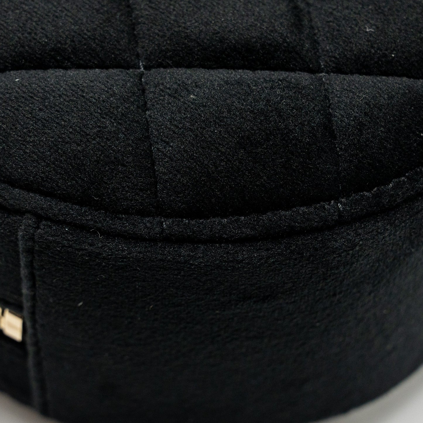 Chanel Pearl Crush Round Clutch Quilted Velvet Black L