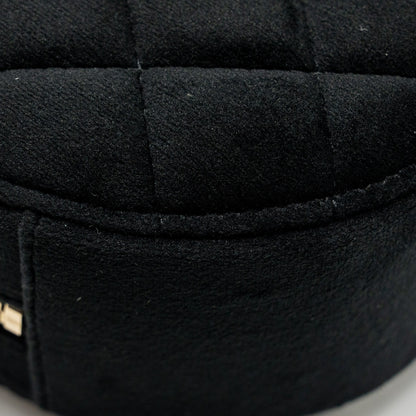 Chanel Pearl Crush Round Clutch Quilted Velvet Black L