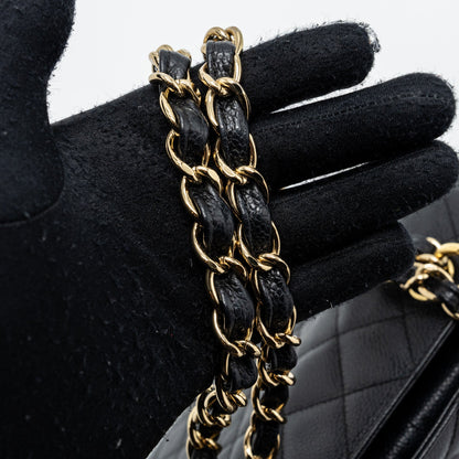 Chanel CC logo small shopping tote bag caviar black
