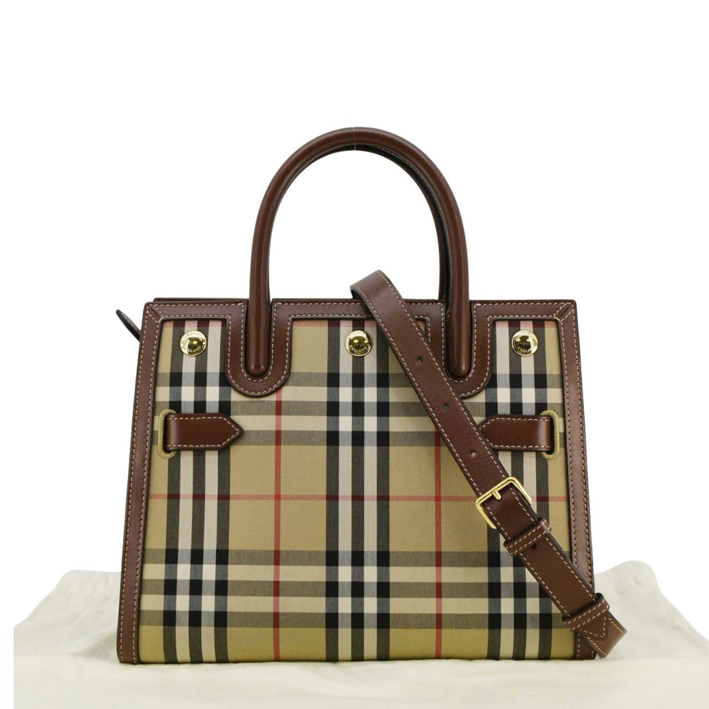 BURBERRY Title Mini Vintage Check Canvas Two Handle Shoulder Bag Brown