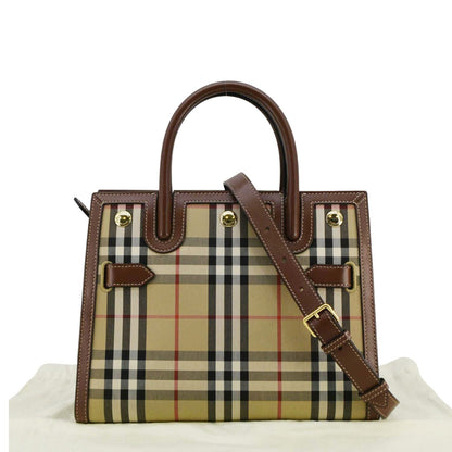 BURBERRY Title Mini Vintage Check Canvas Two Handle Shoulder Bag Brown