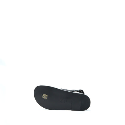 Chanel Size 36 Dad Sandals Leather Black Light Gold Tone