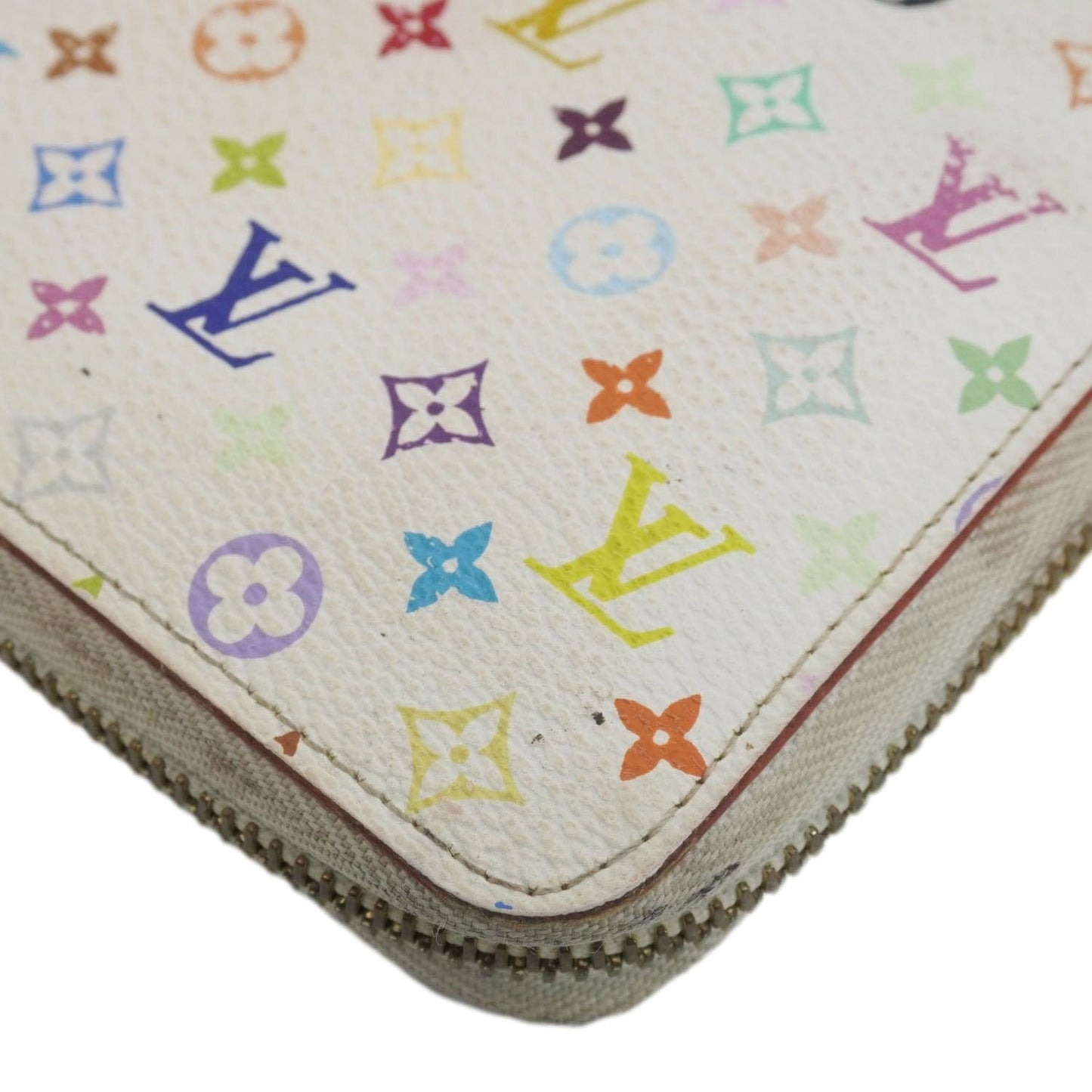 LOUIS VUITTON Takashi Murakami Monogram Multicolor Zippy Wallet White