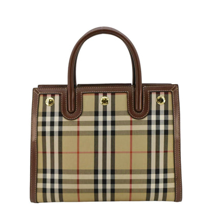 BURBERRY Title Mini Vintage Check Canvas Two Handle Shoulder Bag Brown