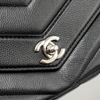 Chanel Envelop Flap Bag Chevron Caviar Black