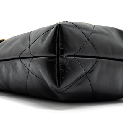 Chanel mini 22 bag shiny calfskin black  (microchip)