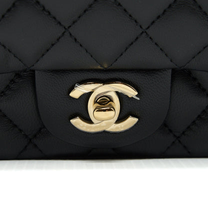 Chanel Mini Square Flap Bag Lambskin Black L