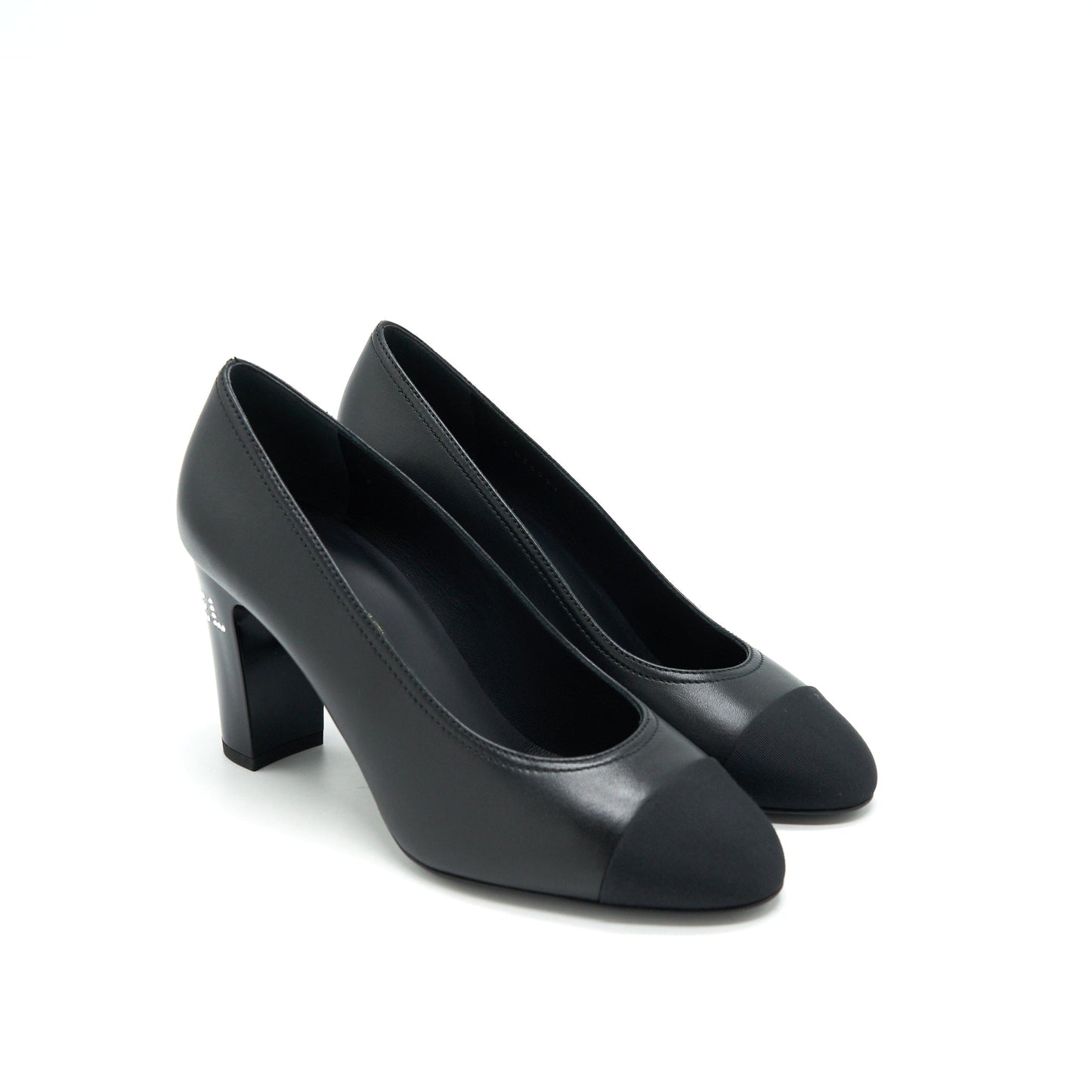 Chanel size38 pump Shoes black with Letter on heel