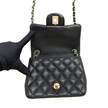 Chanel Mini Square Flap Bag Lambskin Black L