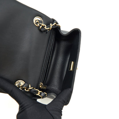 Chanel Mini Square Flap Bag Lambskin Black L