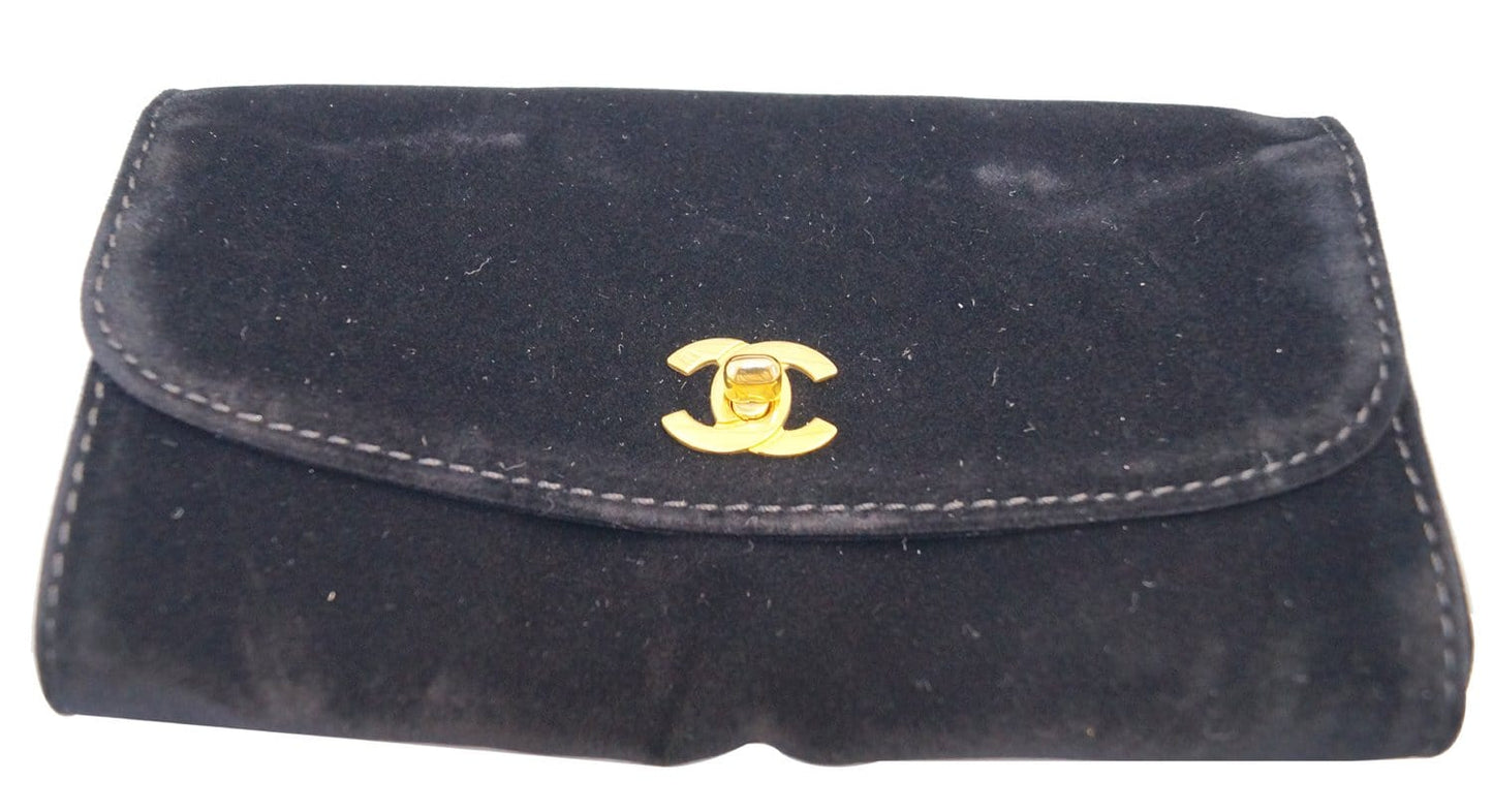 CHANEL CC Black Patent Leather 2way Vanity Case Cosmetic Bag