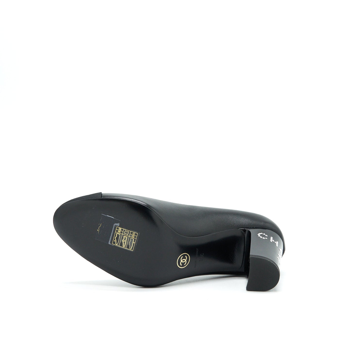 Chanel size38 pump Shoes black with Letter on heel