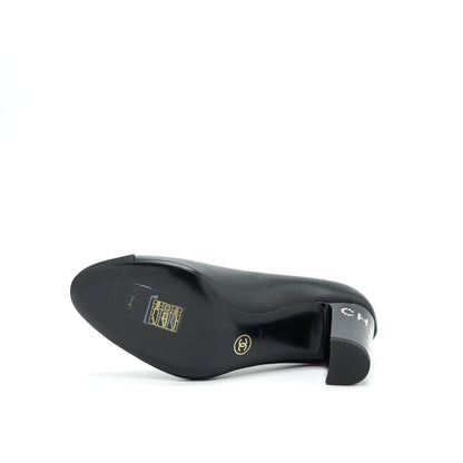 Chanel size38 pump Shoes black with Letter on heel