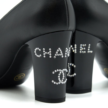 Chanel size38 pump Shoes black with Letter on heel