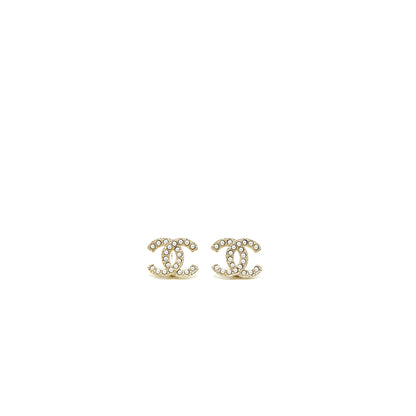 Chanel CC Logo Pearl Earrings