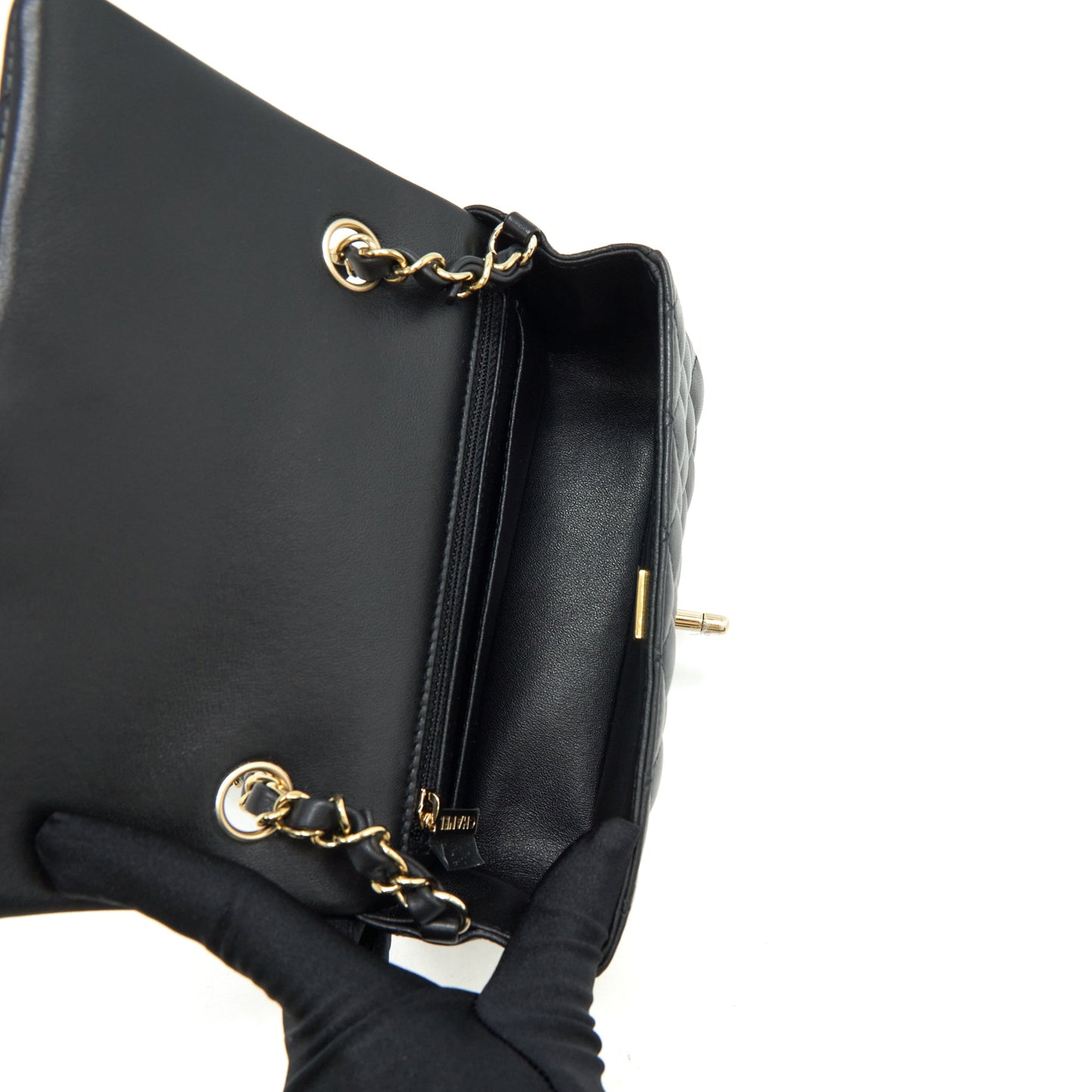 Chanel Mini Rectangular Flap Bag Lambskin Black L(Microchip）