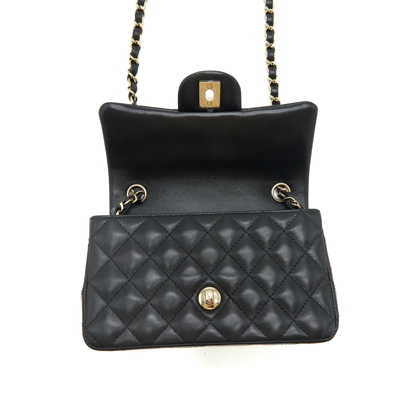 Chanel Mini Rectangular Flap Bag Lambskin Black L(Microchip）