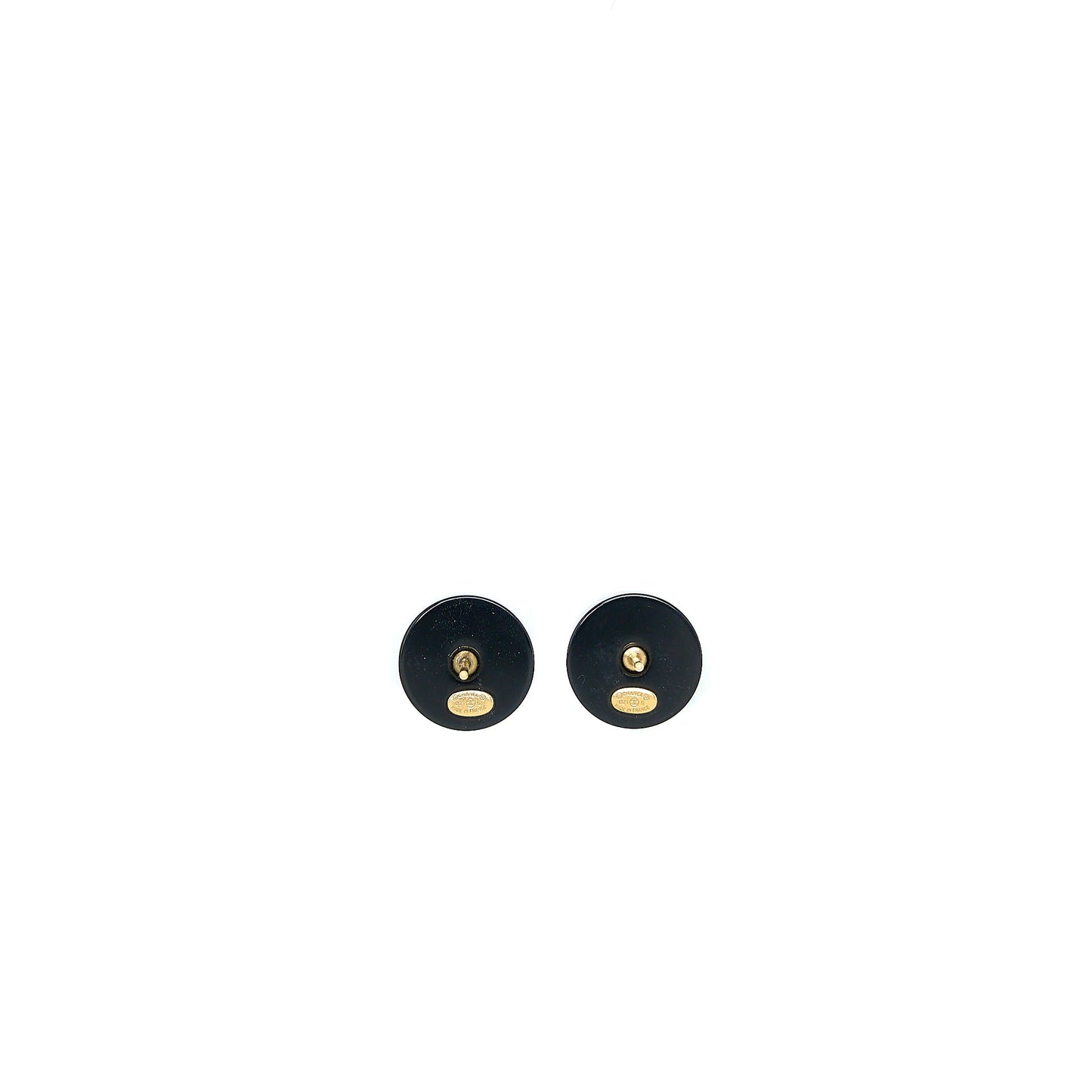 Chanel Round CC Logo Earrings Black/Gold
